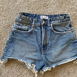 ZARA high  waisted blue denim shorts